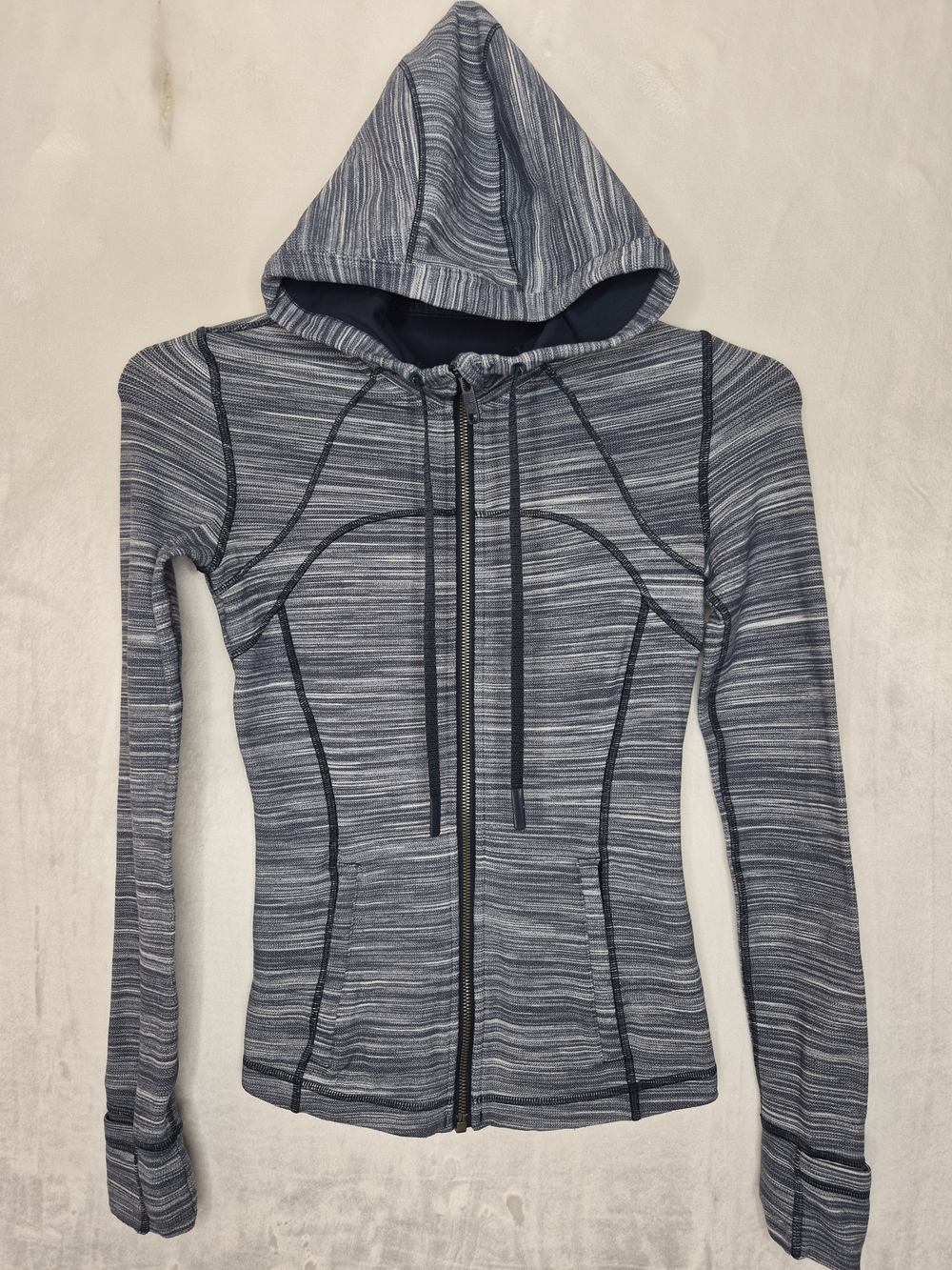 Lululemon Full Zip Hooded Athletic Jacket Space Dye Blue‎ White Womens 4